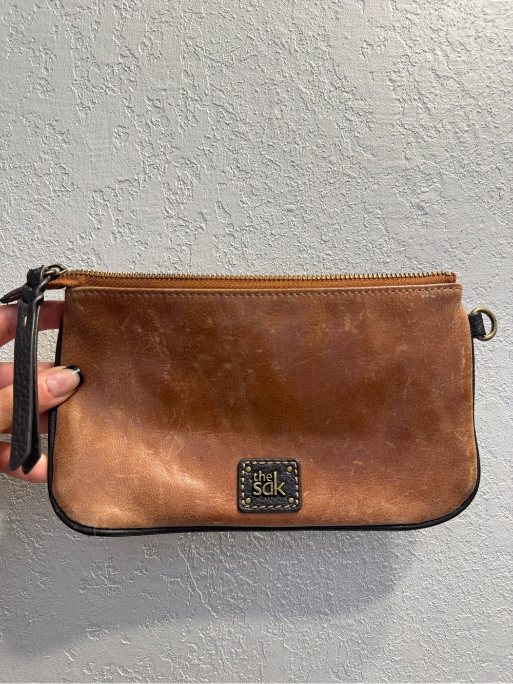 The Sak Brown Leather Toiletry Wristlet